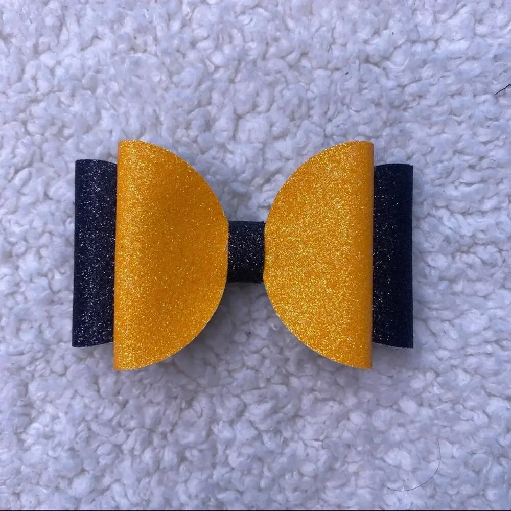 Halloween Orange and Black Glitter Bow